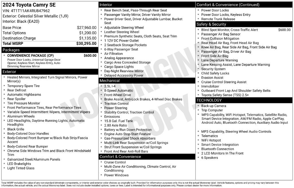Certified 2024 Toyota Camry SE w/ Convenience Package FWD image 17