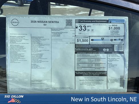 New 2026 Nissan Sentra SV w/ Floor Mat Package image 13