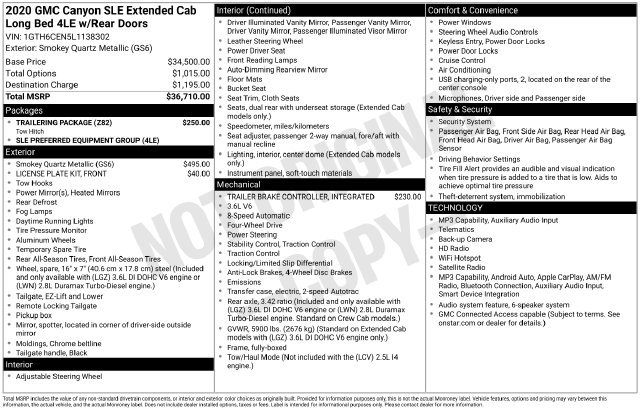 Used 2020 GMC Canyon SLE w/ Trailering Package AWD/4WD image 7