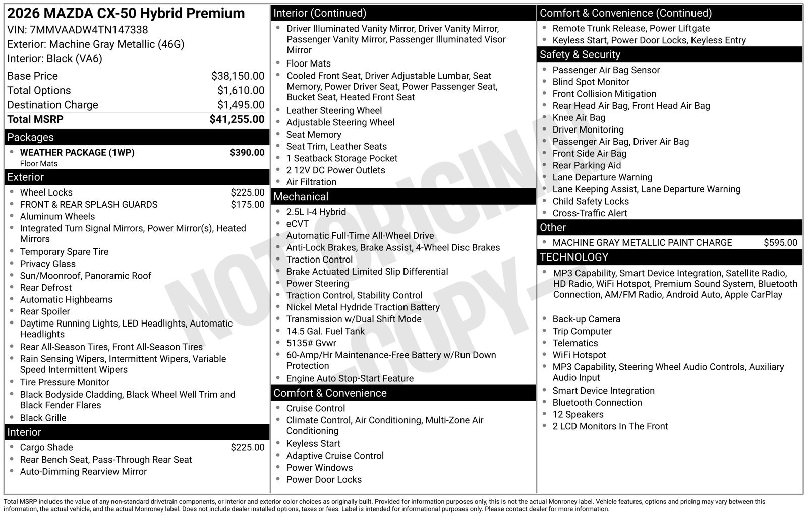 Used 2026 MAZDA CX-50 AWD 2.5 Hybrid w/ Weather Package image 25