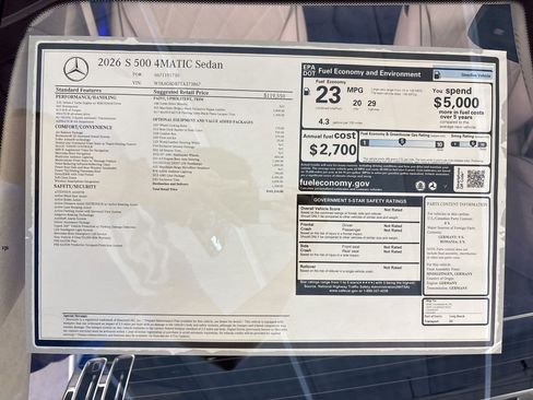 New 2026 Mercedes-Benz S 500 4MATIC image 31