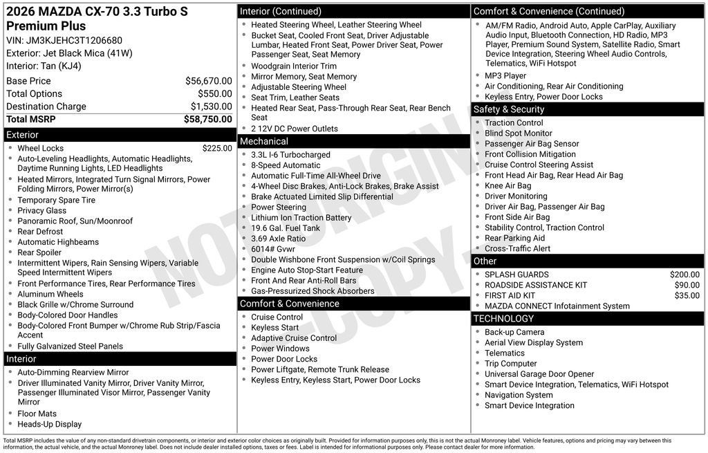 New 2026 MAZDA CX-70 3.3 Turbo S w/ Premium Plus AWD/4WD image 36