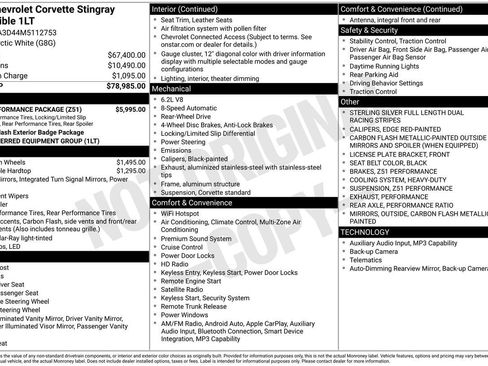 Used 2021 Chevrolet Corvette Stingray Convertible w/ Z51 Performance Package RWD image 30