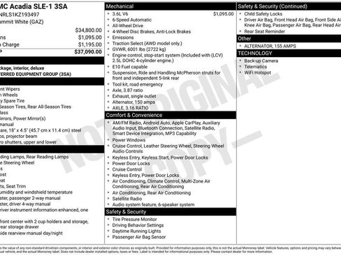 Used 2019 GMC Acadia SLE AWD/4WD image 3