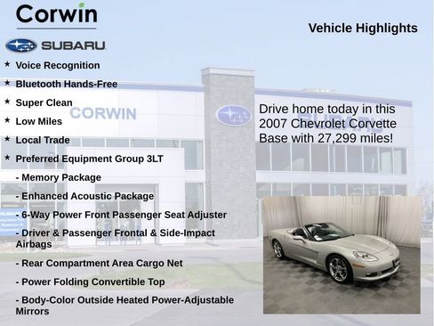 Used 2007 Chevrolet Corvette Convertible w/ Preferred Equipment Group RWD image 6