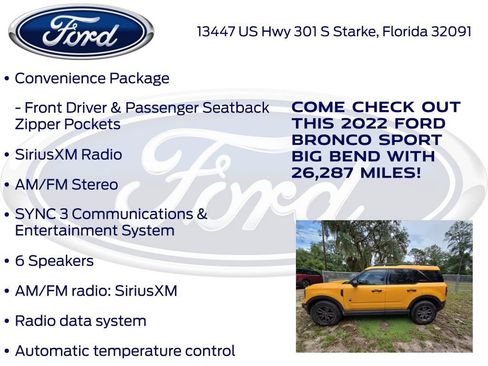 Certified 2022 Ford Bronco Sport Big Bend w/ Convenience Package AWD/4WD image 14