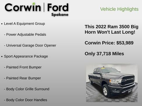 Used 2022 RAM 3500 Big Horn w/ Level A Equipment Group image 18