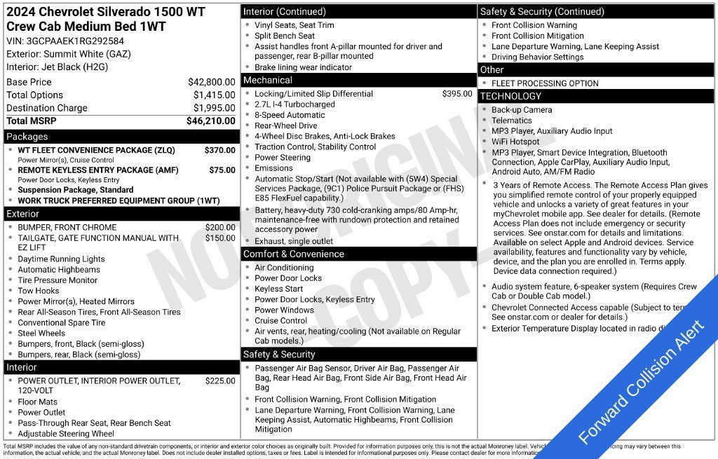 Used 2024 Chevrolet Silverado 1500 W/T w/ WT Fleet Convenience Package RWD image 39