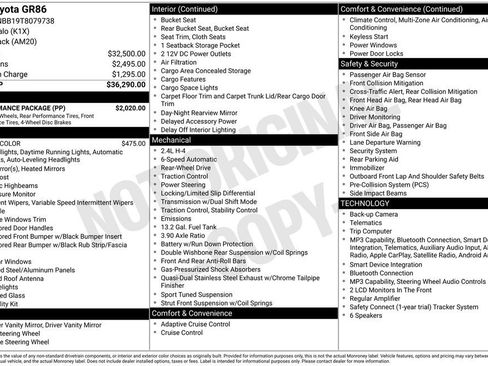 Used 2026 Toyota GR86 w/ Performance Package RWD image 27