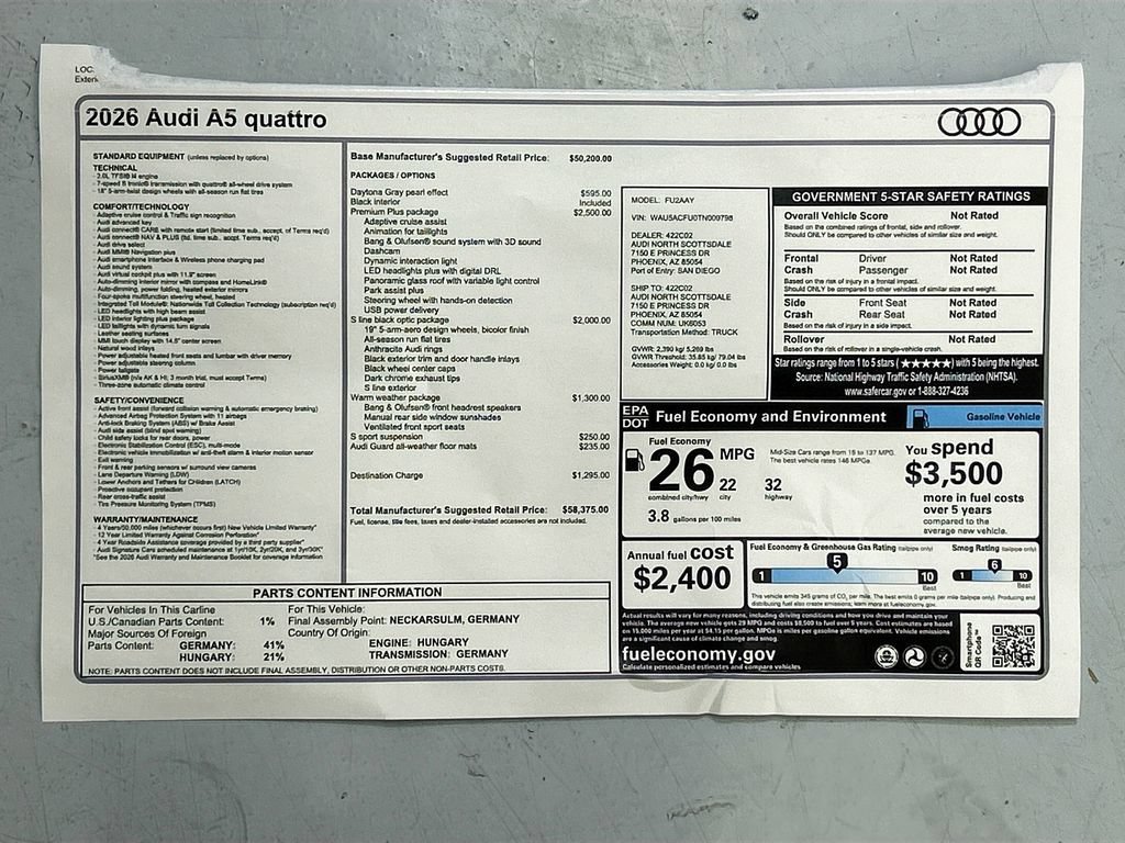 Used 2026 Audi A5 Premium Plus w/ Premium Plus Package AWD/4WD image 35