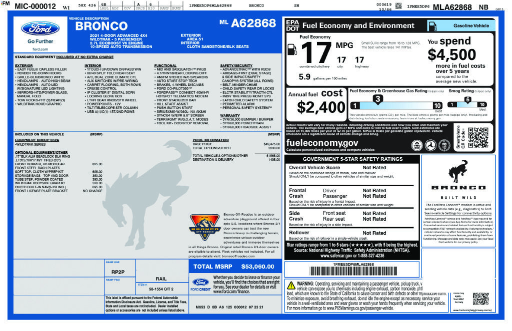 Used 2021 Ford Bronco Wildtrak AWD/4WD image 34