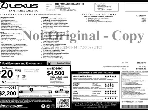 Used 2022 Lexus IS 500 w/ Accessory Package 2 RWD image 55