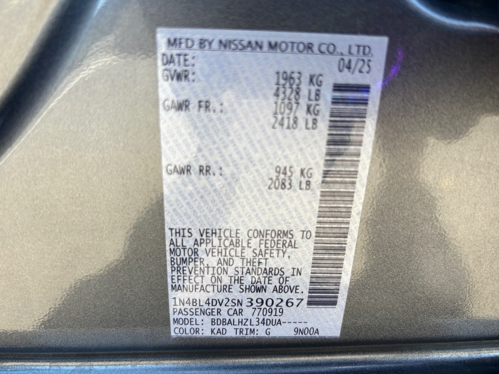 Used 2025 Nissan Altima 2.5 SV FWD image 31