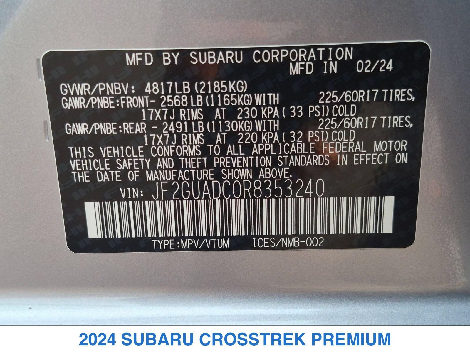 Certified 2024 Subaru Crosstrek 2.0i Premium AWD/4WD image 30