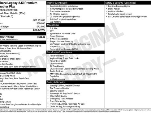Used 2011 Subaru Legacy 2.5i Premium w/ All-Weather Pkg image 2