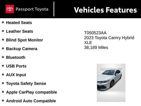 Used 2023 Toyota Camry XLE w/ Navigation Package FWD image 8