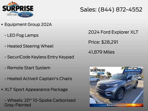 Used 2024 Ford Explorer XLT w/ Equipment Group 202A RWD image 7