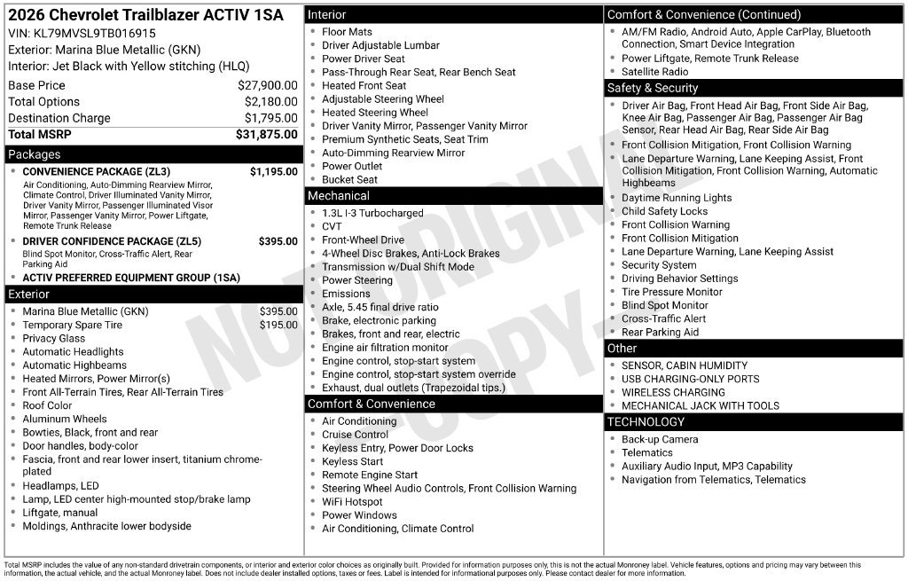 New 2026 Chevrolet TrailBlazer ACTIV w/ Convenience Package FWD image 27