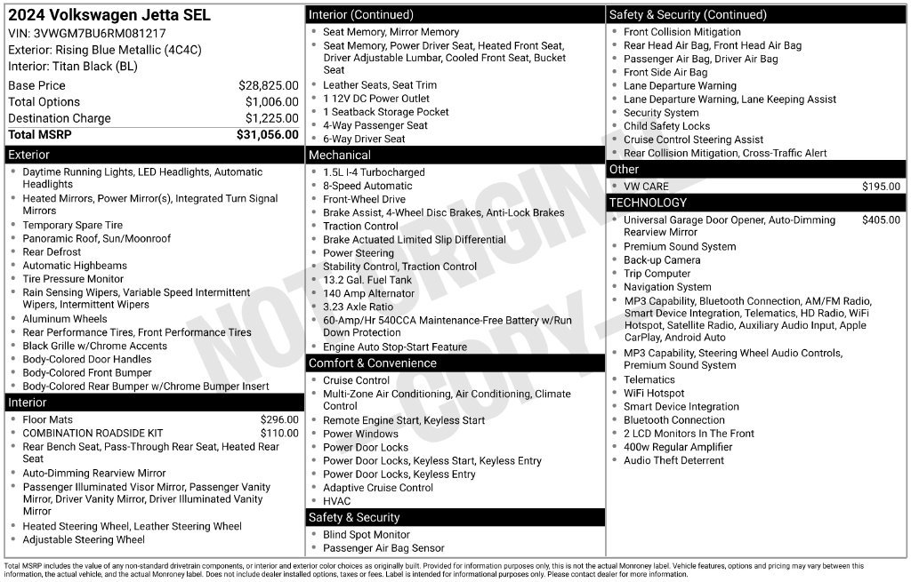 Certified 2024 Volkswagen Jetta SEL FWD image 10