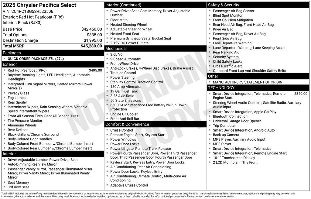 Used 2025 Chrysler Pacifica Select FWD image 43