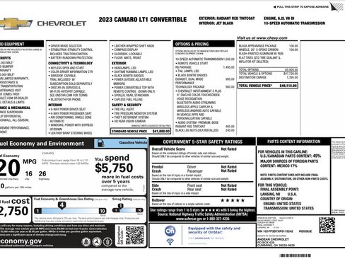 Used 2023 Chevrolet Camaro LT w/ RS Package RWD image 2