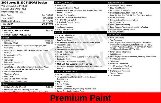 Used 2024 Lexus IS 300 F Sport w/ Accessory Package 2 RWD image 56