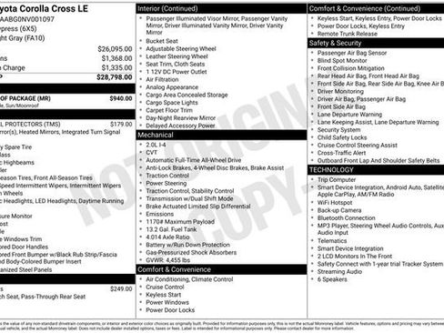 Certified 2022 Toyota Corolla Cross LE w/ Moonroof Package AWD/4WD image 10