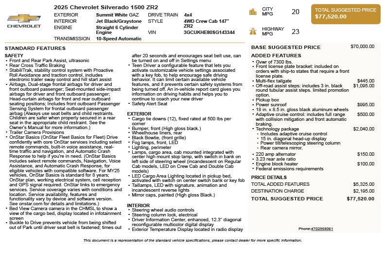 Used 2025 Chevrolet Silverado 1500 ZR2 w/ Technology Package AWD/4WD image 3
