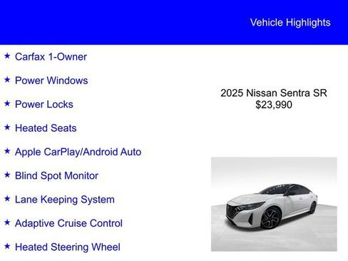 Used 2025 Nissan Sentra SR w/ SR Premium Package FWD image 2