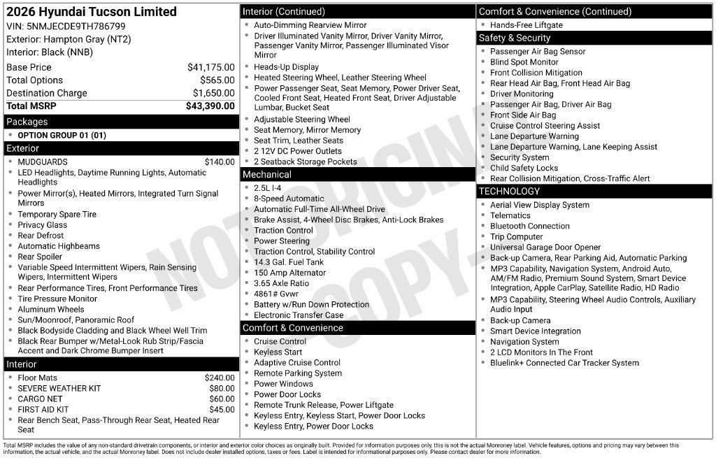 New 2026 Hyundai Tucson Limited AWD/4WD image 16