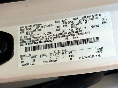 Used 2021 Ford F150 Lariat w/ Equipment Group 501A Mid AWD/4WD image 33