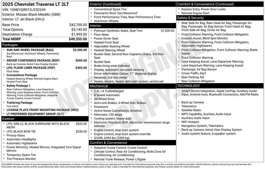 Used 2025 Chevrolet Traverse LT w/ Sun and Wheel Package AWD/4WD image 2