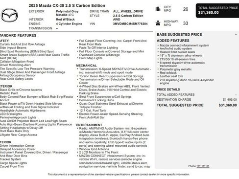 Used 2025 MAZDA CX-30 AWD 2.5 S w/ Preferred Package image 34