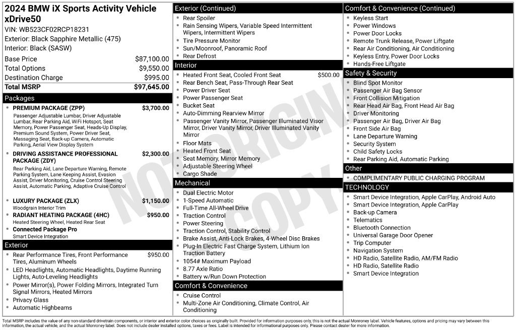 Certified 2024 BMW iX xDrive50 w/ Premium Package AWD/4WD image 44
