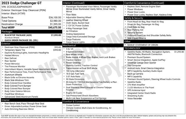 Used 2023 Dodge Challenger GT w/ Blacktop Package RWD image 33