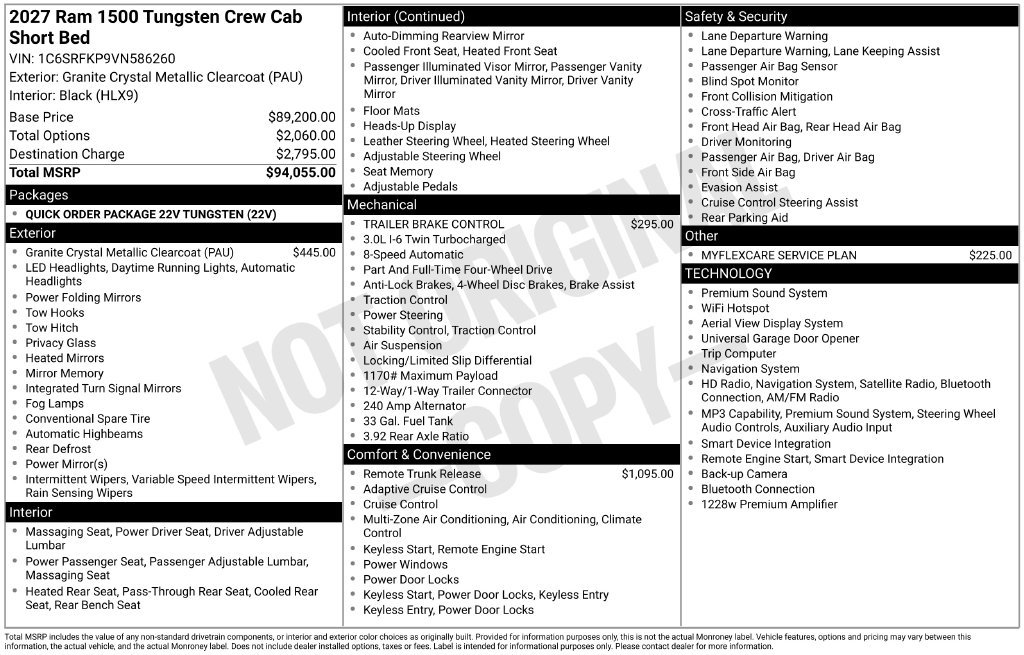 New 2027 RAM 1500 Tungsten AWD/4WD image 27