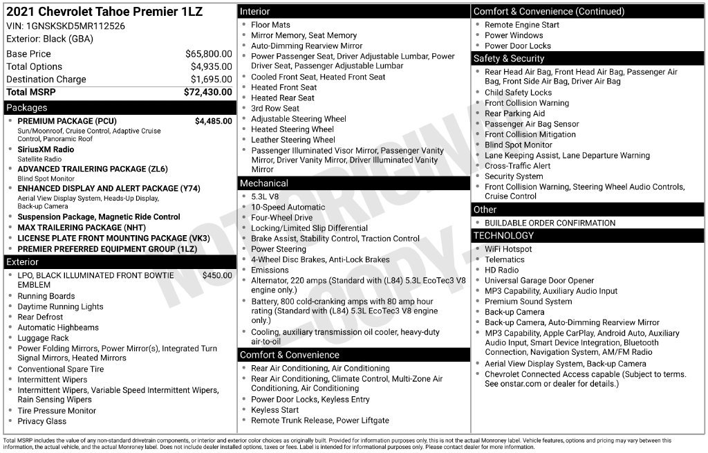 Used 2021 Chevrolet Tahoe Premier w/ Premium Package AWD/4WD image 42