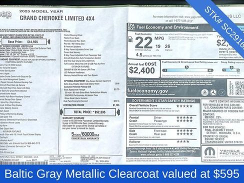 New 2025 Jeep Grand Cherokee Limited w/ Black Appearance Package image 5