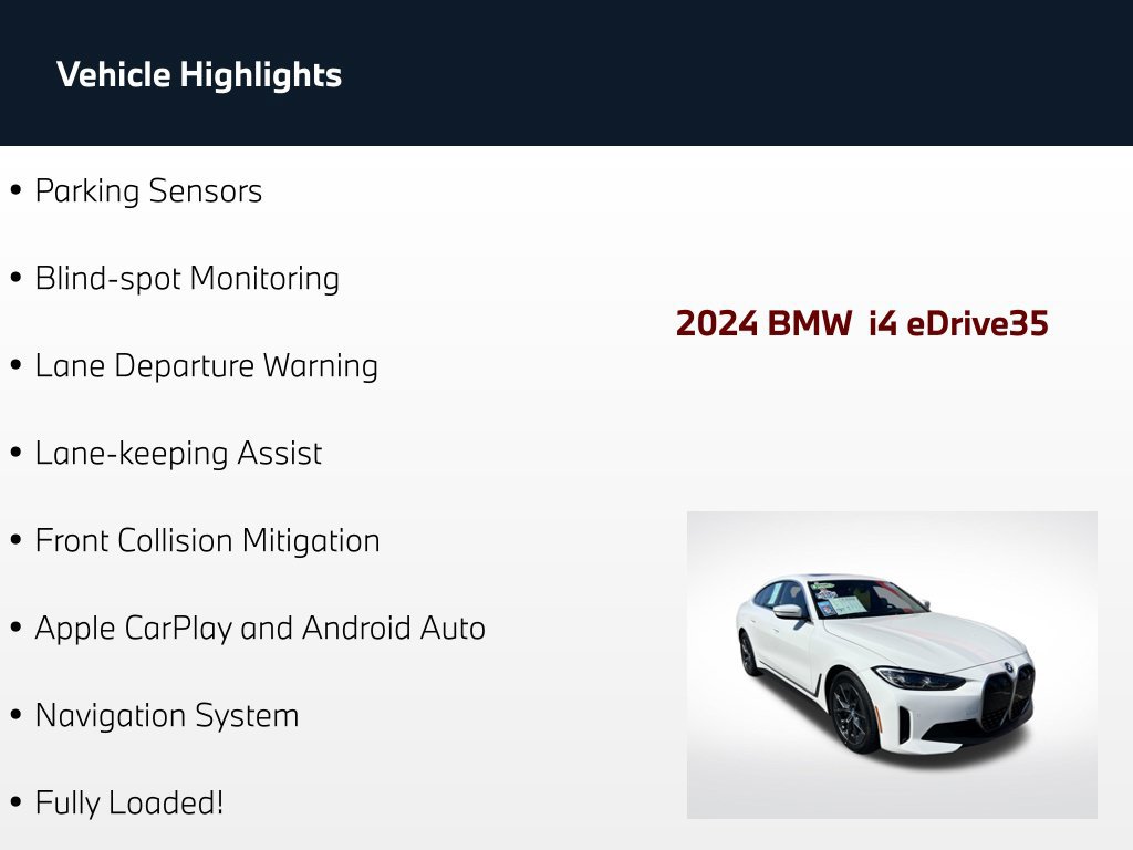 Used 2024 BMW i4 eDrive35 w/ Premium Package RWD image 80