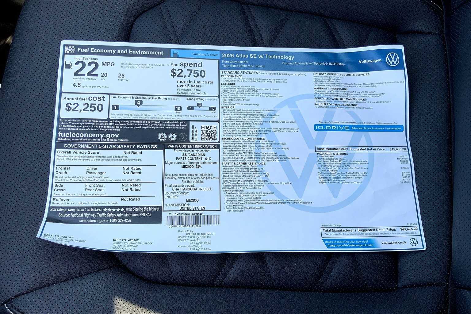 Used 2026 Volkswagen Atlas SE AWD/4WD image 22
