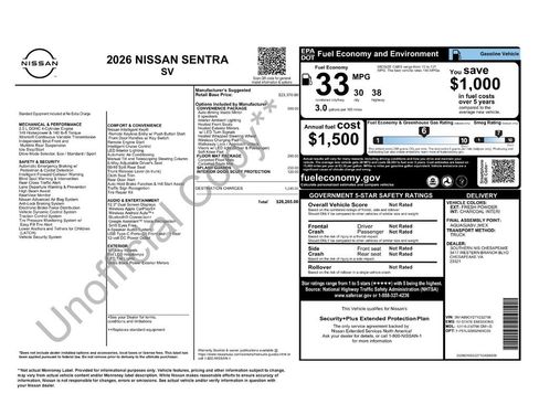 New 2026 Nissan Sentra SV w/ SV Convenience Package image 2