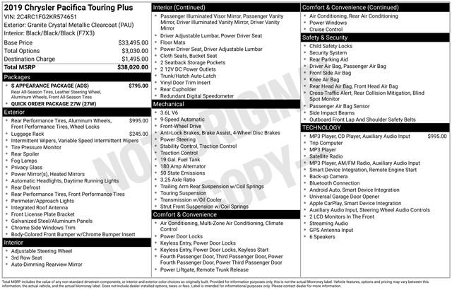Used 2019 Chrysler Pacifica Touring Plus w/ S Appearance Package FWD image 6