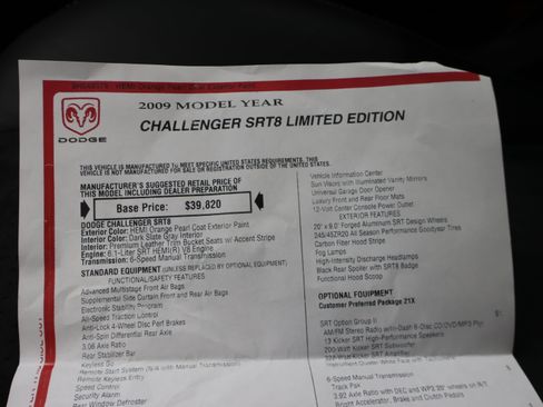 Used 2009 Dodge Challenger SRT8 w/ SRT Option Group II RWD image 46