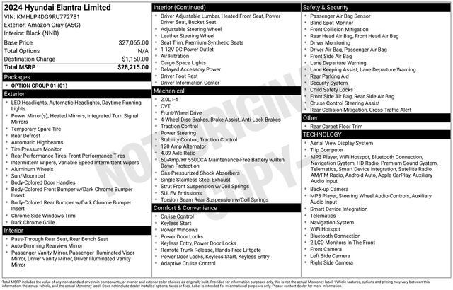 Certified 2024 Hyundai Elantra Limited FWD image 29