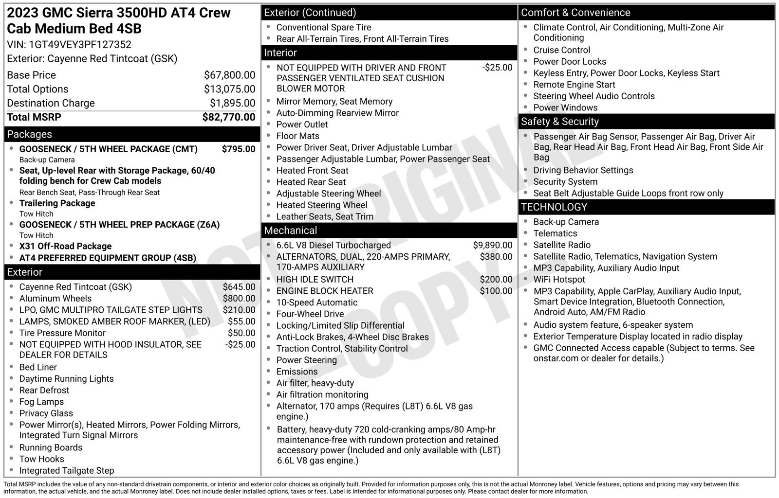 Used 2023 GMC Sierra 3500 AT4 w/ Gooseneck/5TH Wheel Package AWD/4WD image 5