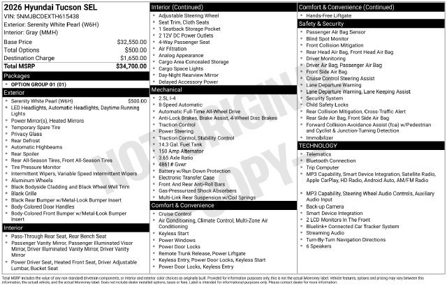 Used 2026 Hyundai Tucson SEL AWD/4WD image 6
