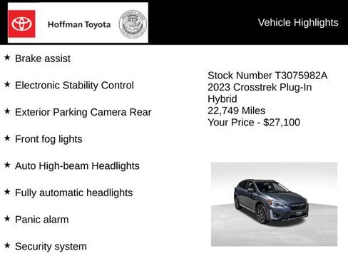 Used 2023 Subaru Crosstrek Hybrid w/ Moonroof Package w/Navigation AWD/4WD image 30