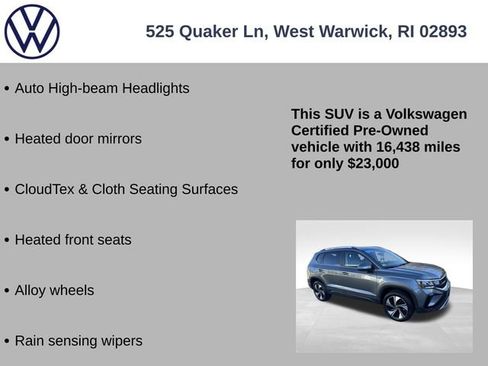 Certified 2023 Volkswagen Taos SE w/ Panoramic Sunroof Package image 13