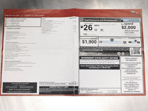 Used 2021 Jaguar F-TYPE P300 Convertible 2D image 6