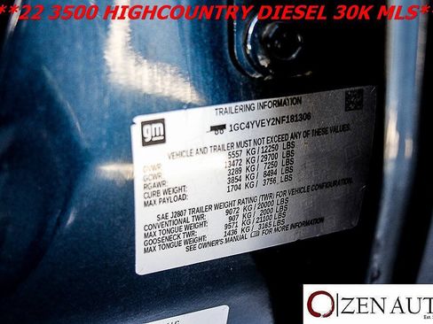 Used 2022 Chevrolet Silverado 3500 High Country w/ Z71 Off-Road Package AWD/4WD image 60